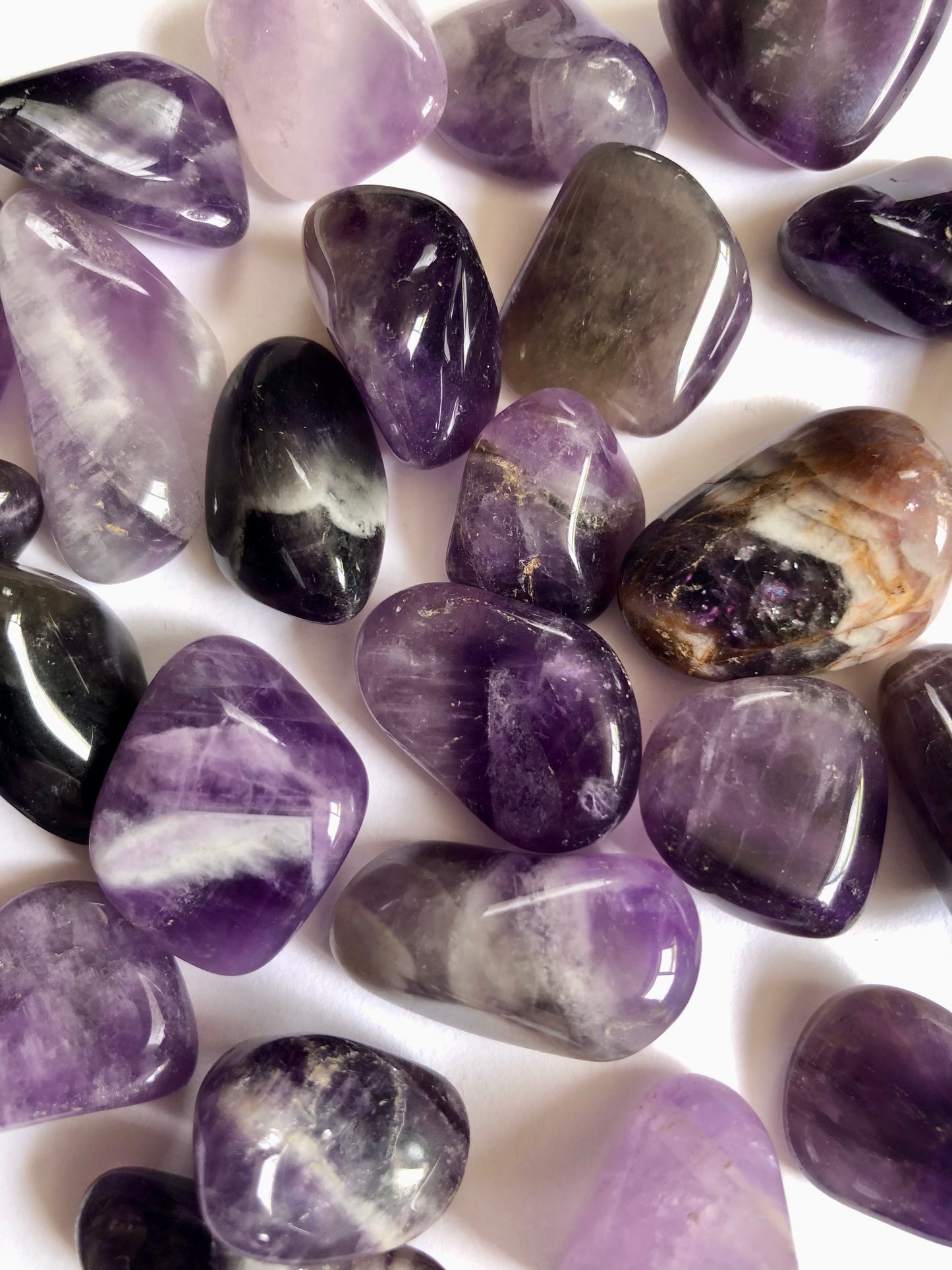 Chevron Amethyst Tumbled Stone