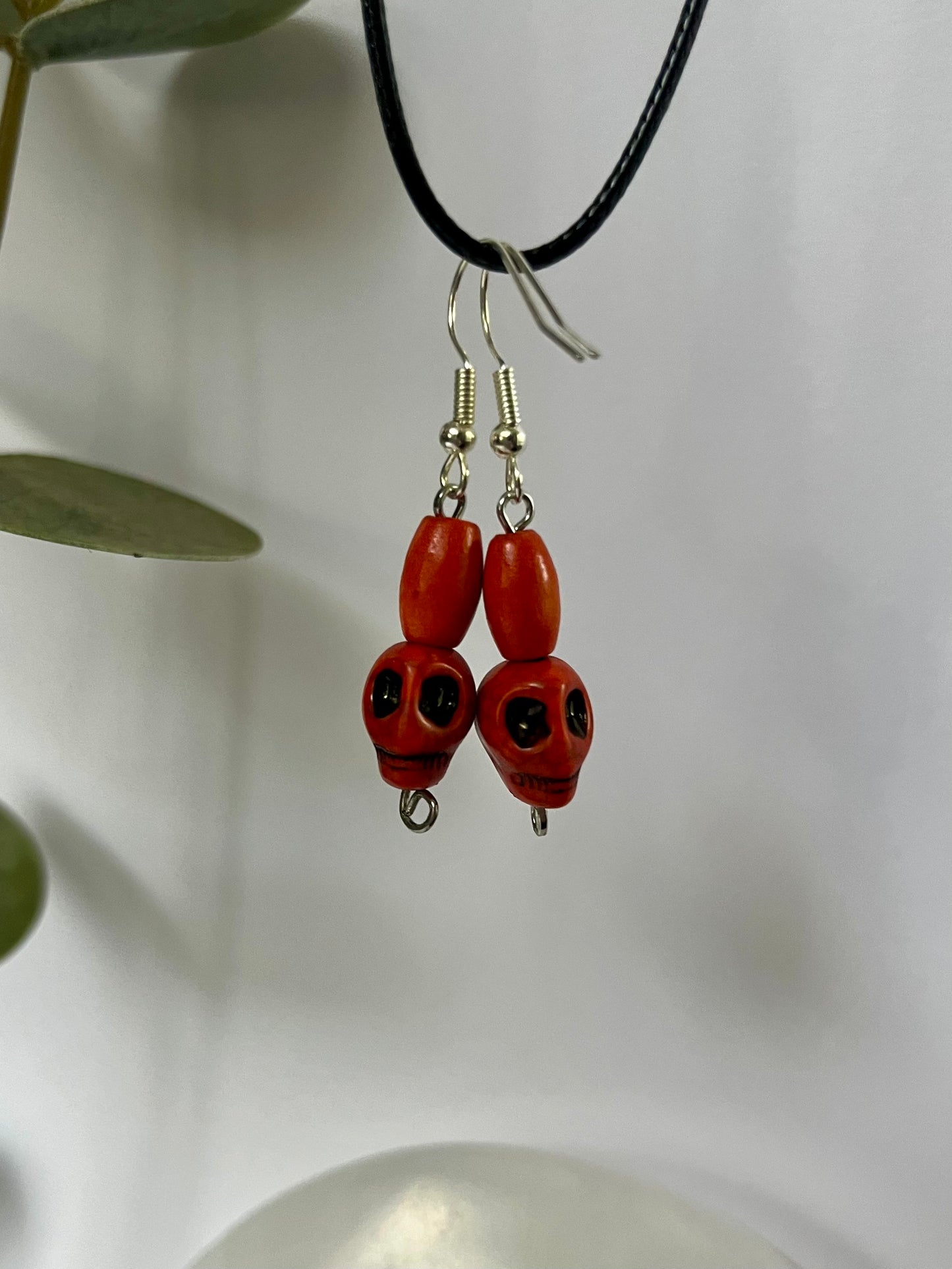 Orange Skull Earrings