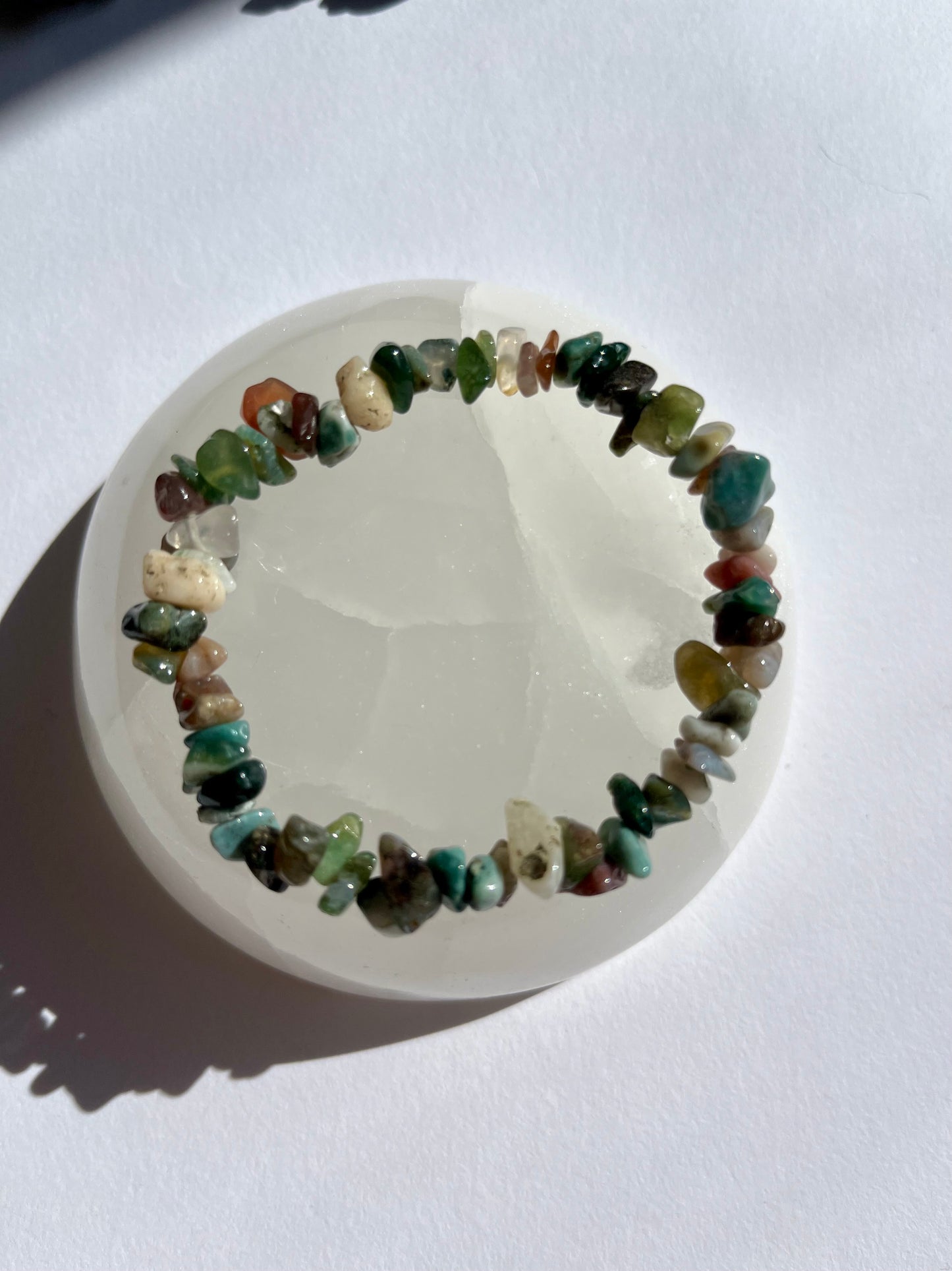 Moss Agate Chip Bracelet