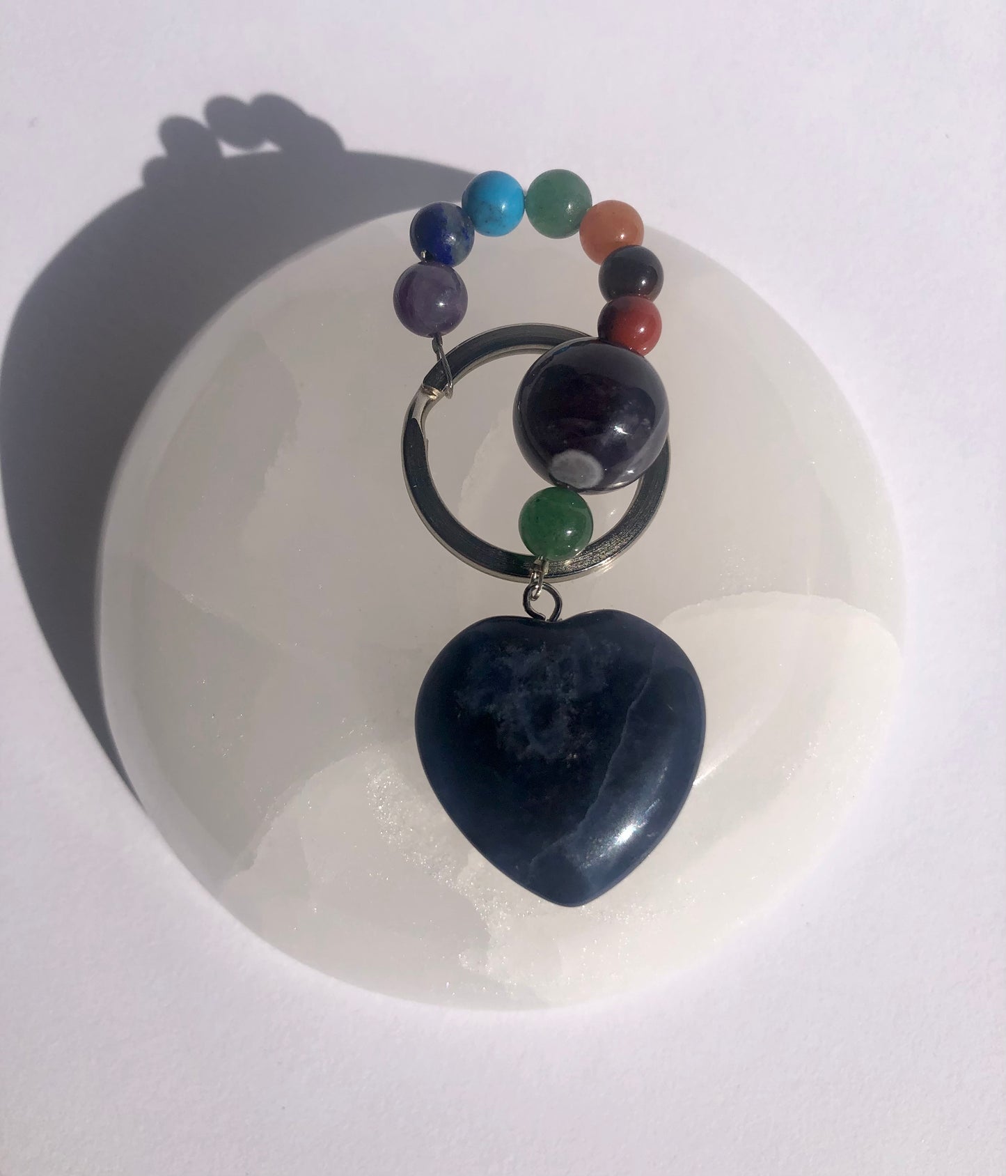 Chakra Sodalite Heart Keyring