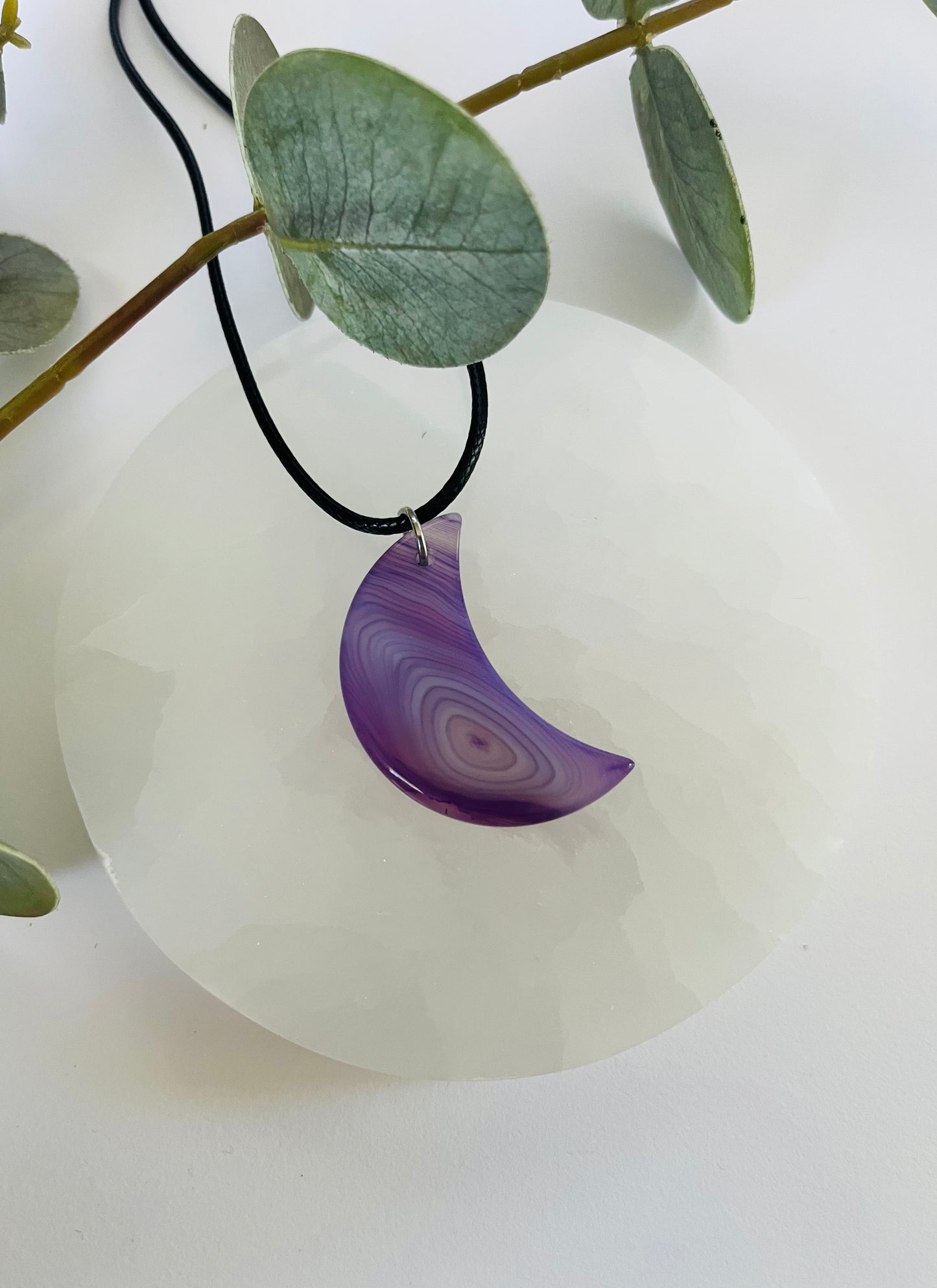 Purple Agate Moon Necklace