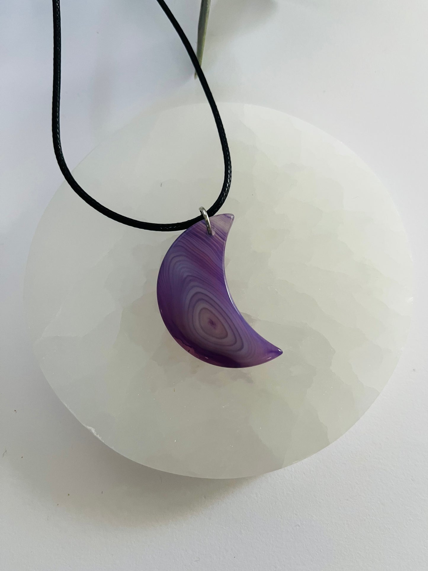 Purple Agate Moon Necklace