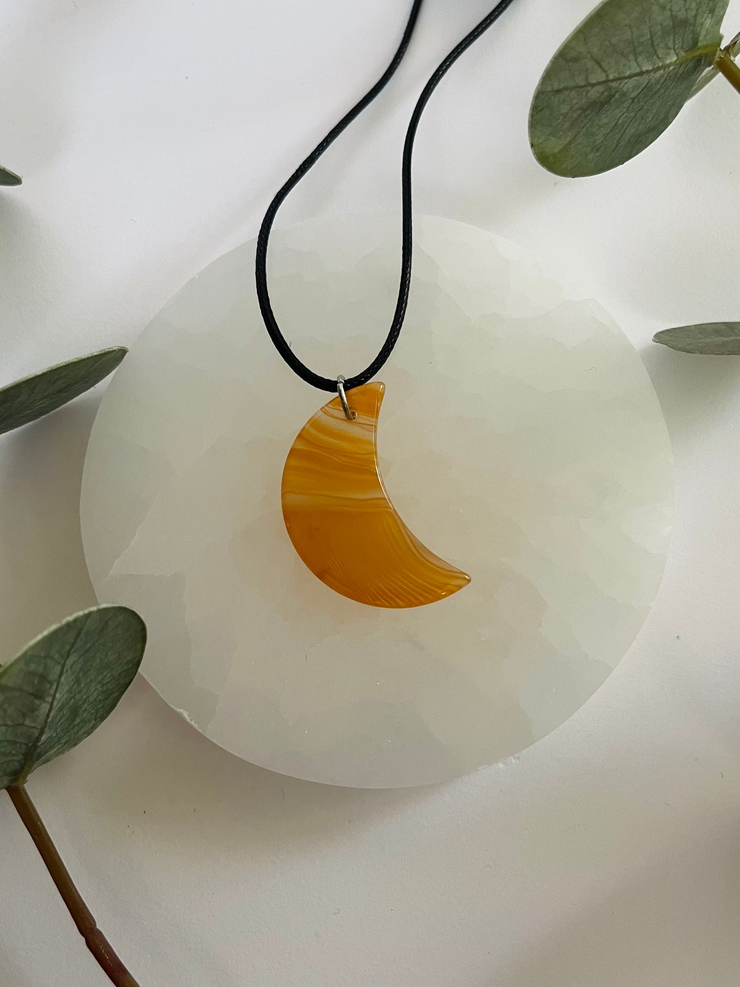 Orange Agate Moon Necklace