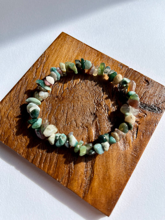 Moss Agate Chip Bracelet