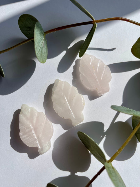 Pink Calcite Leaf Carving