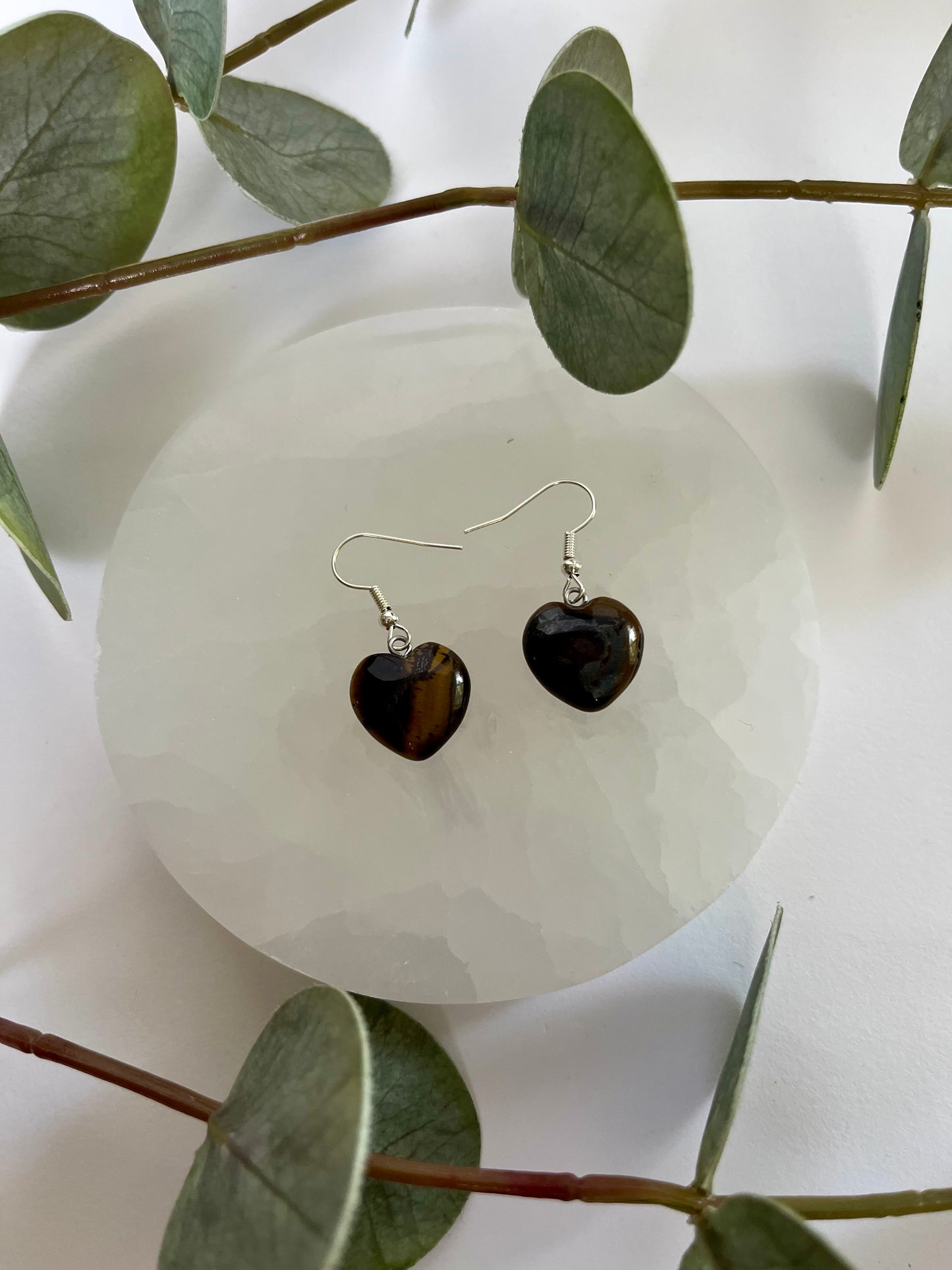 Tigers Eye Heart Earrings