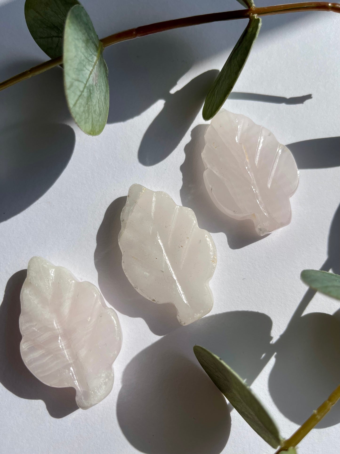 Pink Calcite Leaf Carving