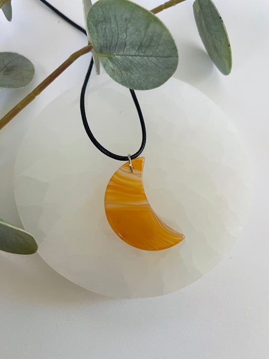 Orange Agate Moon Necklace