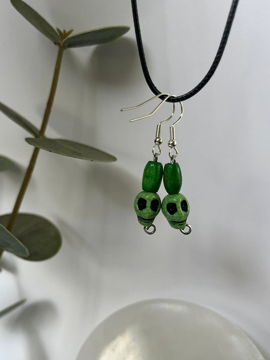 Green Skull Earrings