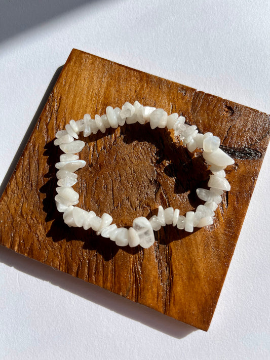 White Moonstone Chip Bracelet