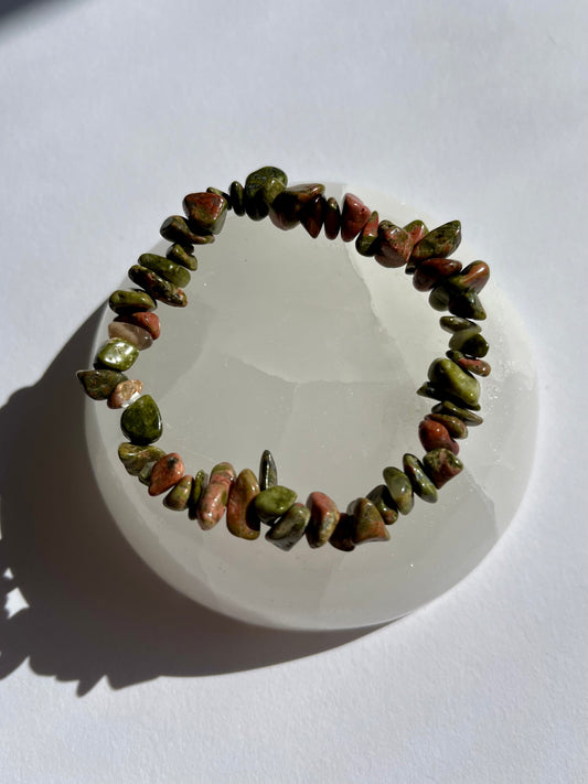 Unakite Chip Bracelet