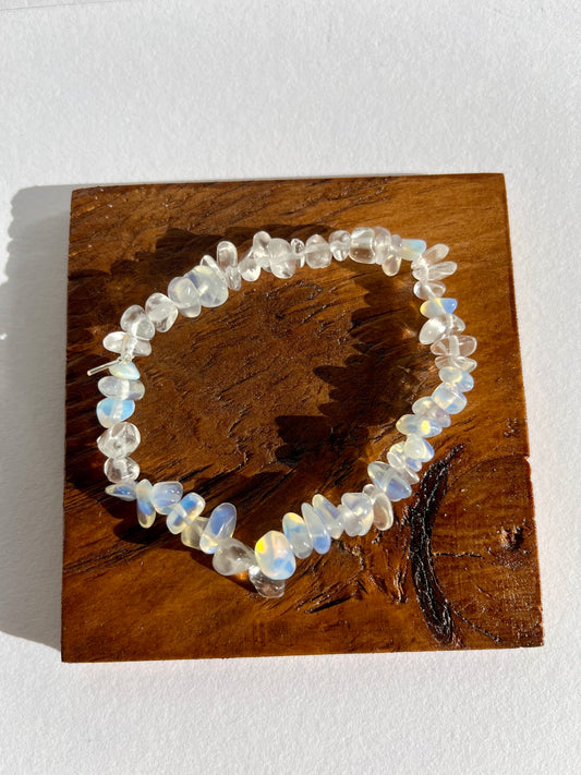 Opalite Clear Quartz Chip Bracelet