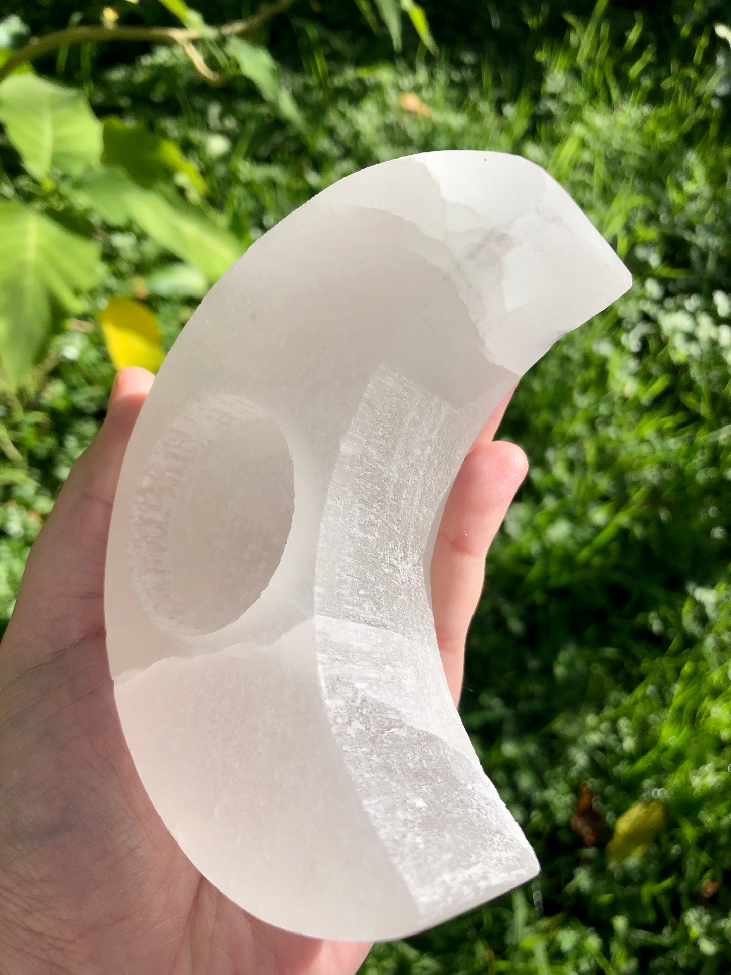 Selenite (Satin Spar) Moon Candle Holder