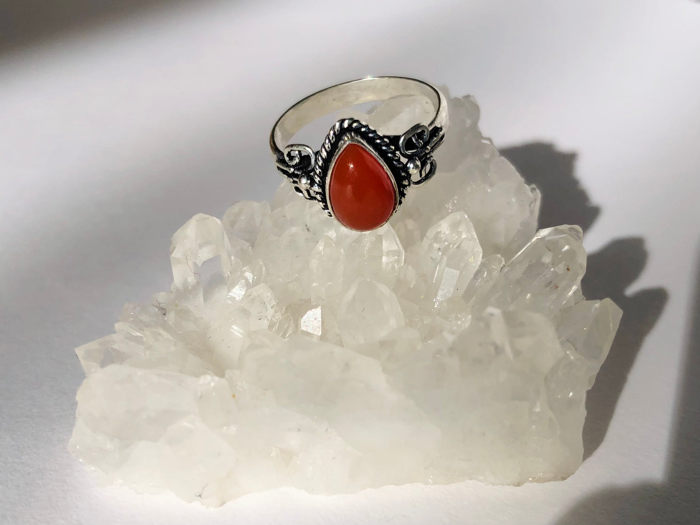 Carnelian Agate Teardrop Ring