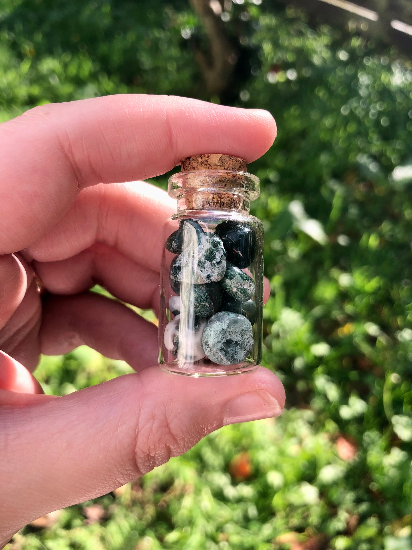 Moss Agate Chip Bottle - Medium