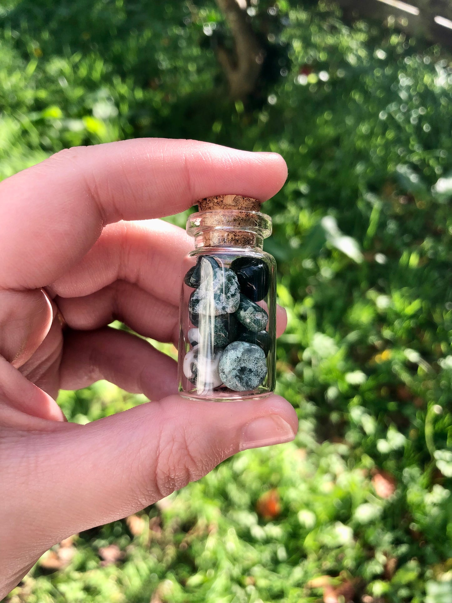 Moss Agate Chip Bottle - Medium