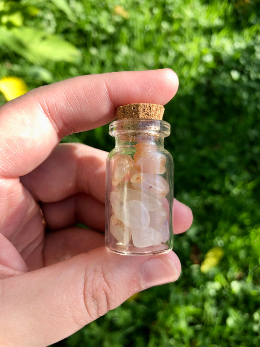 Flower Agate Chip Bottle - Medium