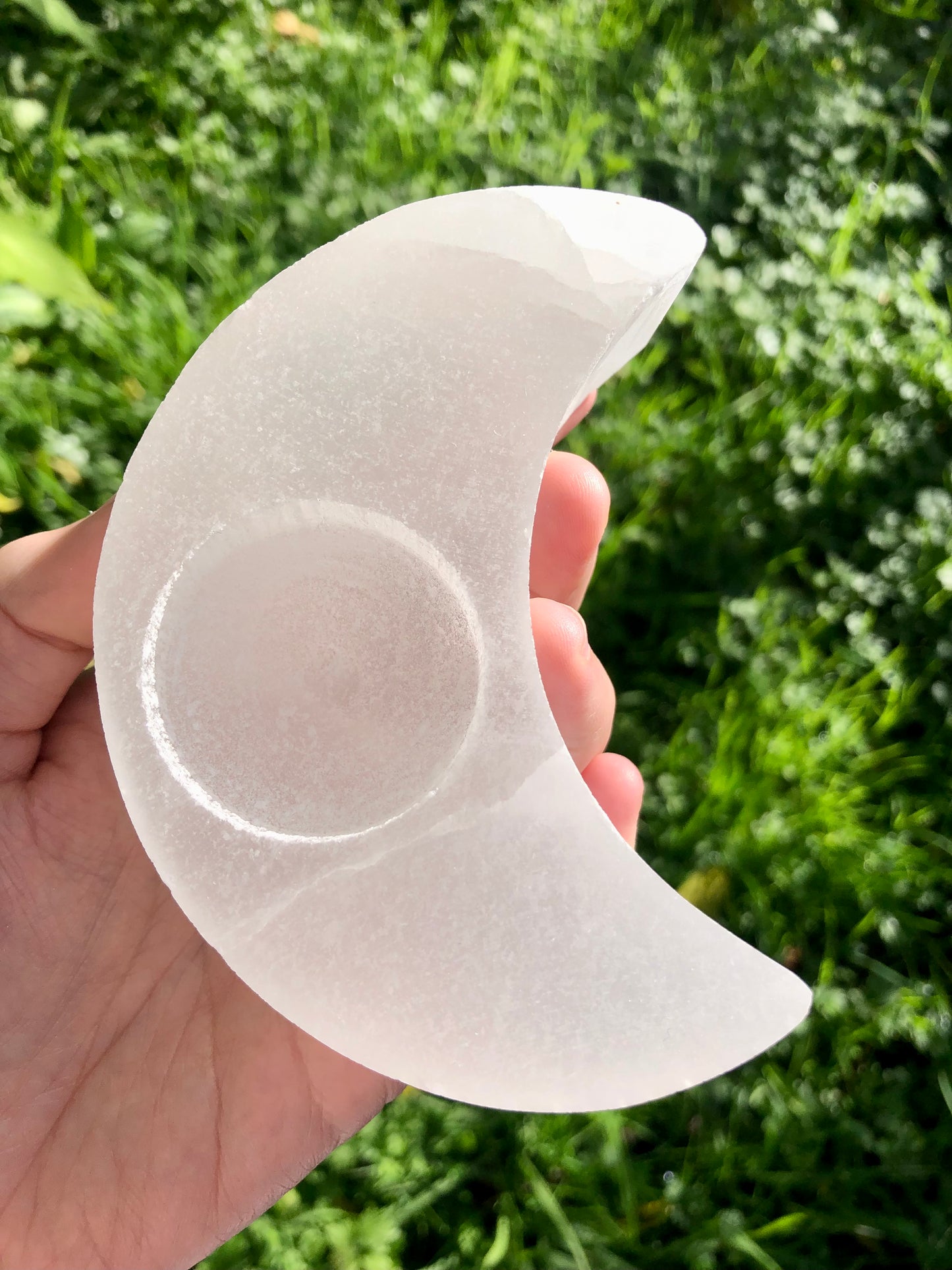 Selenite (Satin Spar) Moon Candle Holder