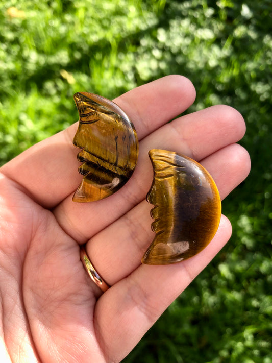 Tigers Eye Moon Carving