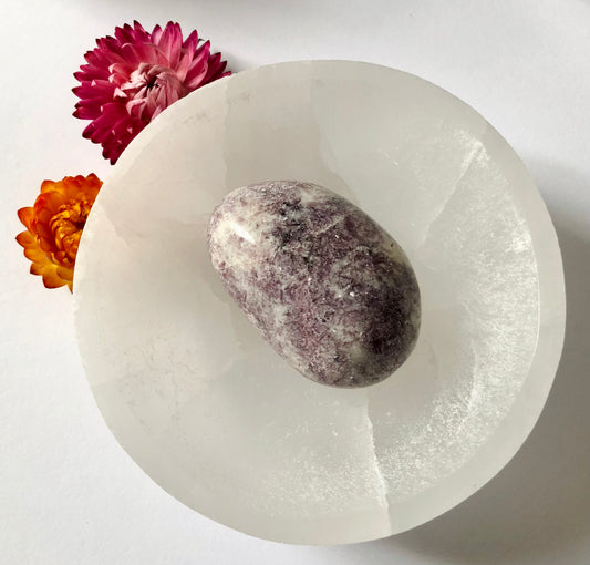 Lepidolite Puffy Palm Stone