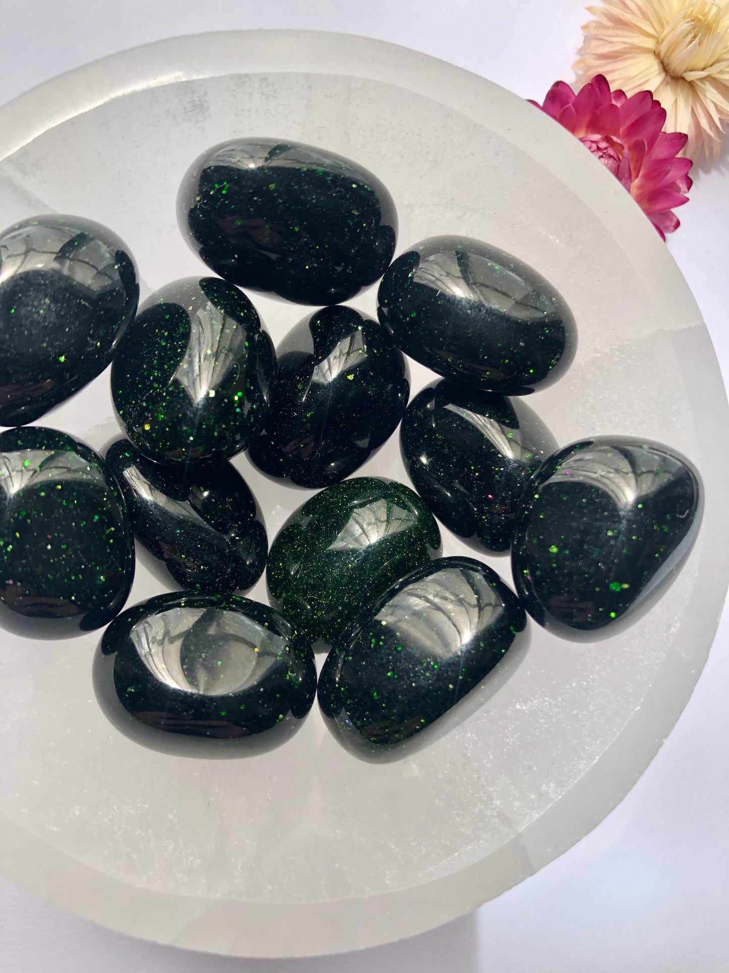 Green Goldstone Tumbled Stone